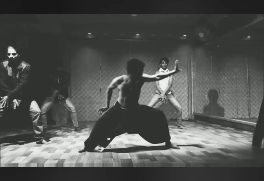 Black and white stage movement from Harshit's earlier practice